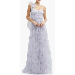 NWT‎ Dessy Floral Tulle One-Shoulder Dress Lilac Purple Haze Garden Floral 12